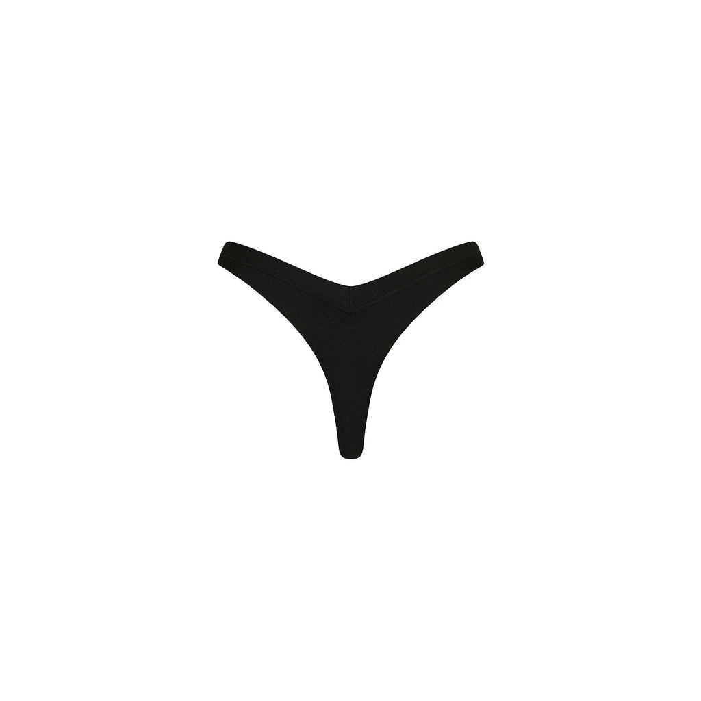 Wide Bind High Leg Thong Bikini Bottom - Twilight Black