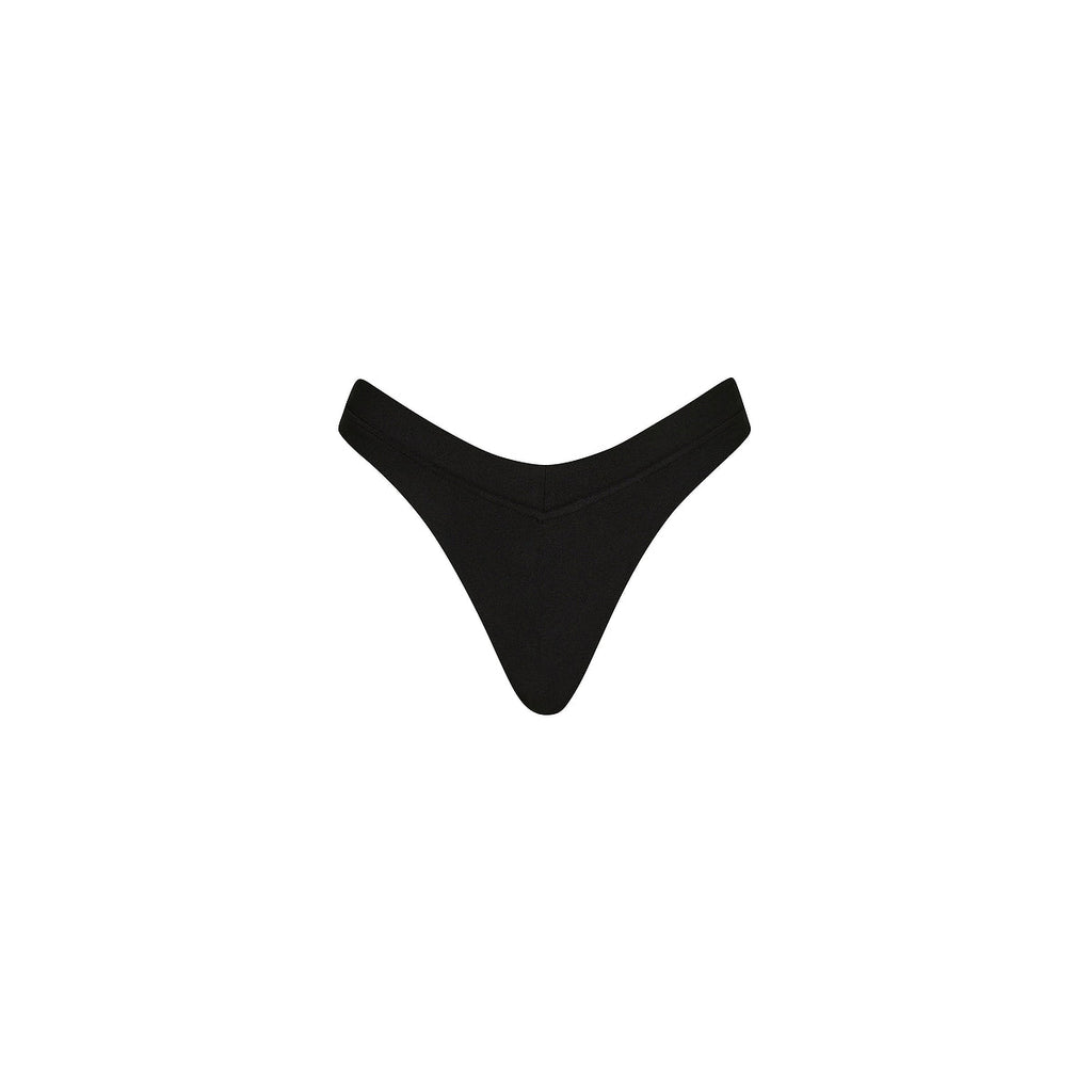 Wide Bind High Leg Thong Bikini Bottom - Twilight Black