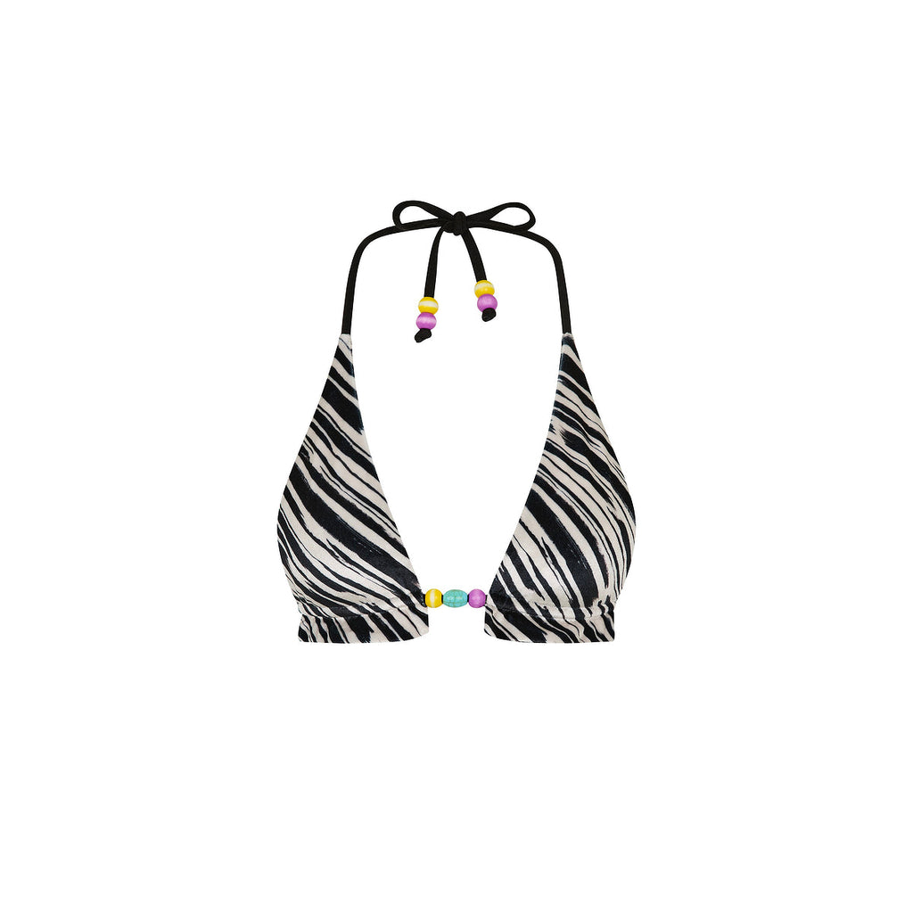 Frill Halter Bralette Bikini Top - Wild Honey