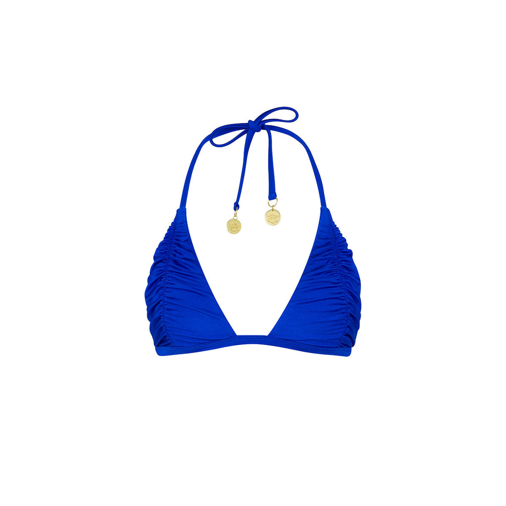 Gathered Stitch Bralette Bikini Top - Blue Lagoon