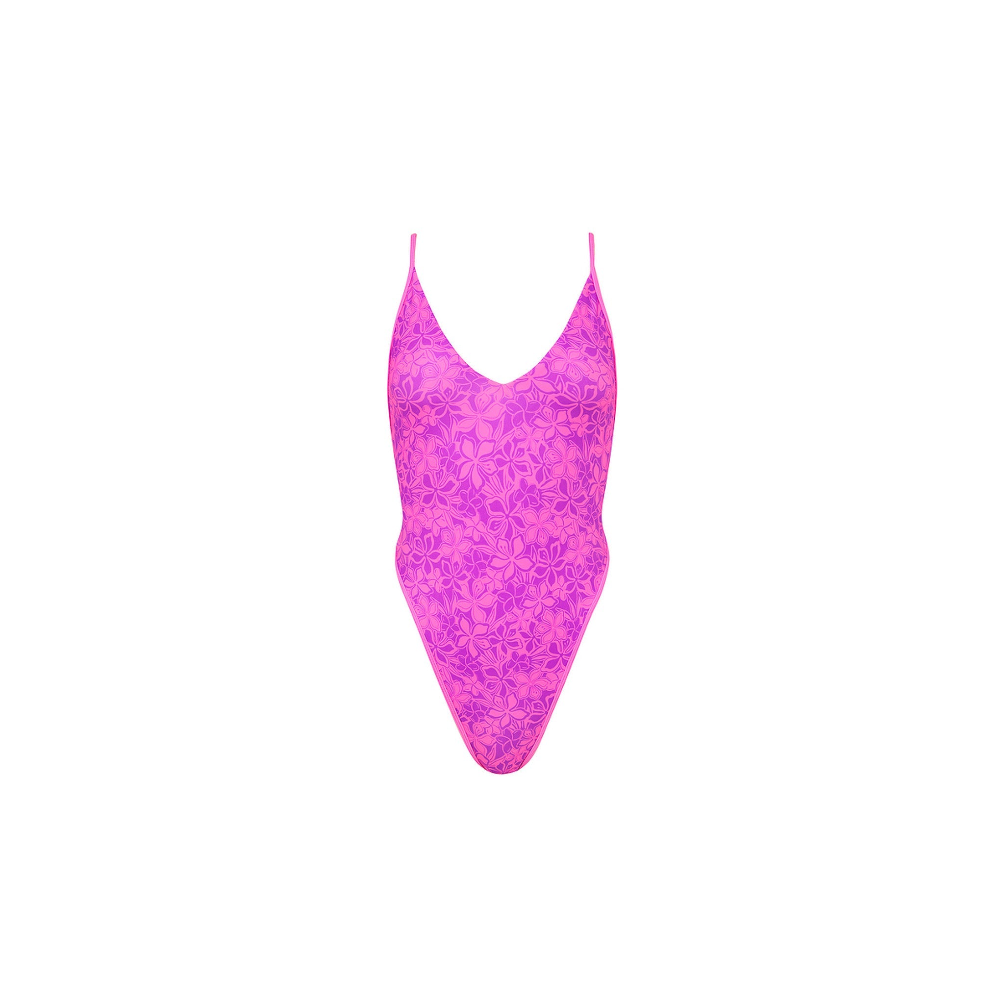 Plunge Cross Back One Piece - Bubble Berry