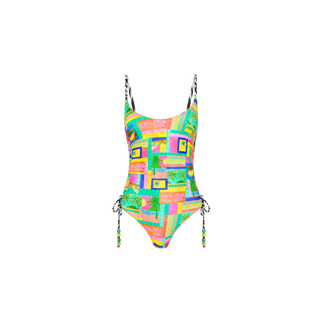 Ruched Tie Side Cheeky One Piece - Sun Honey