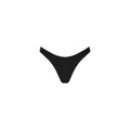 Gathered Deep V Thong Bikini Bottom - Twilight Black