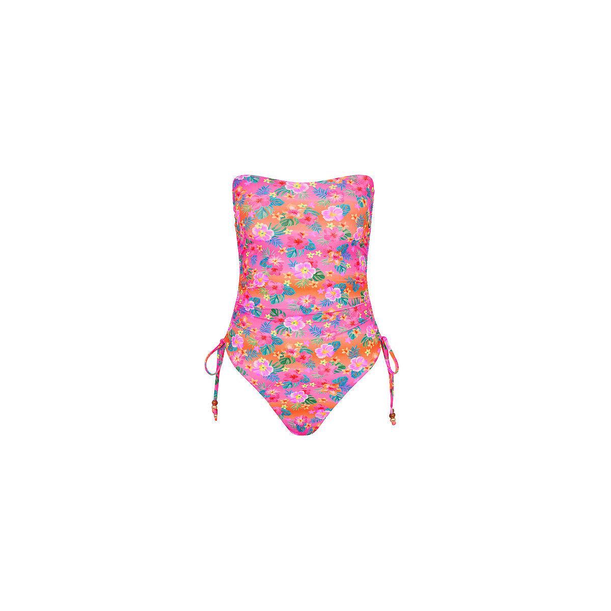Ruched Bandeau Classic Cut One Piece - Summer Glow