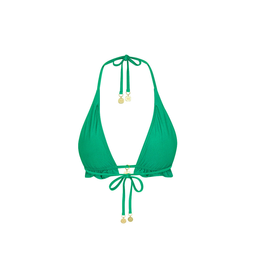 Frill Halter Bralette Bikini Top - Island Lush