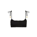 Shirred Crop Tie Bikini Top - Twilight Black