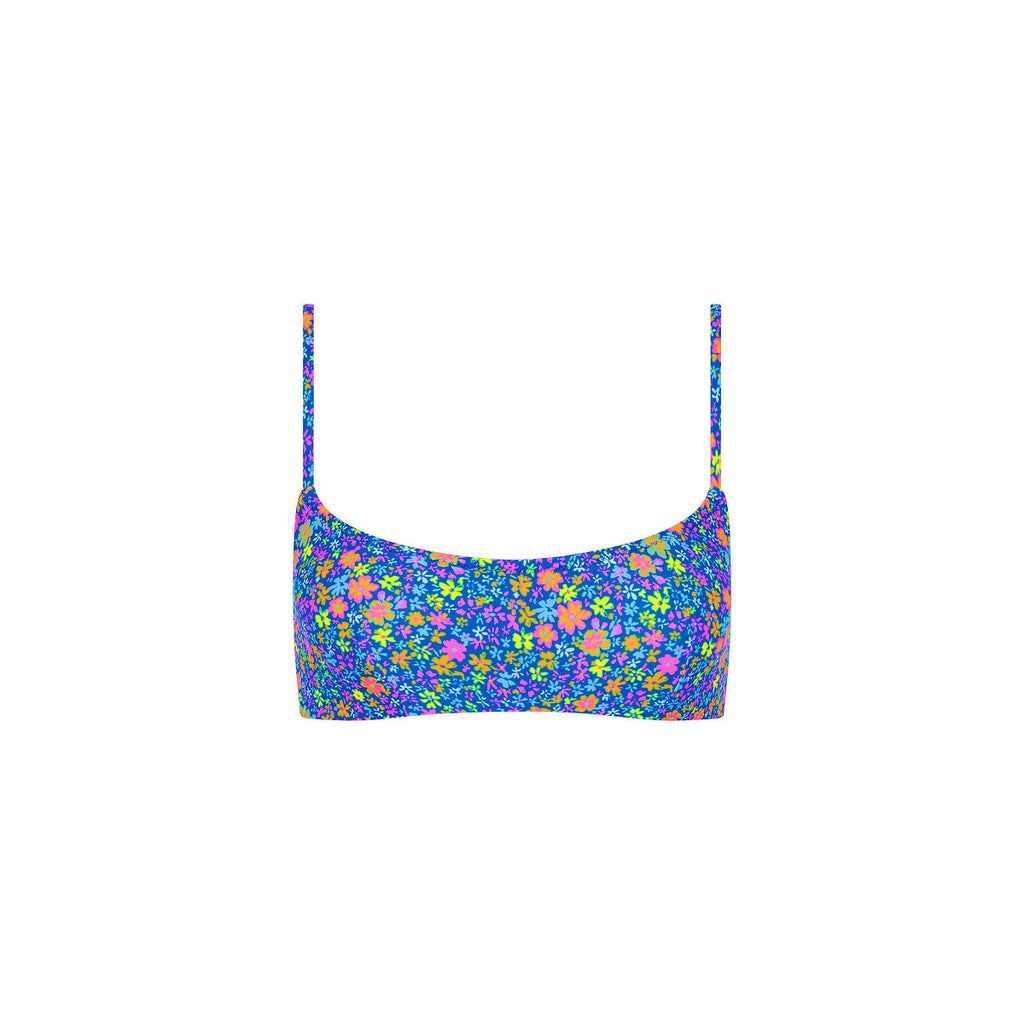 Invisible Underwire Crop Bikini Top - Electric Bloom