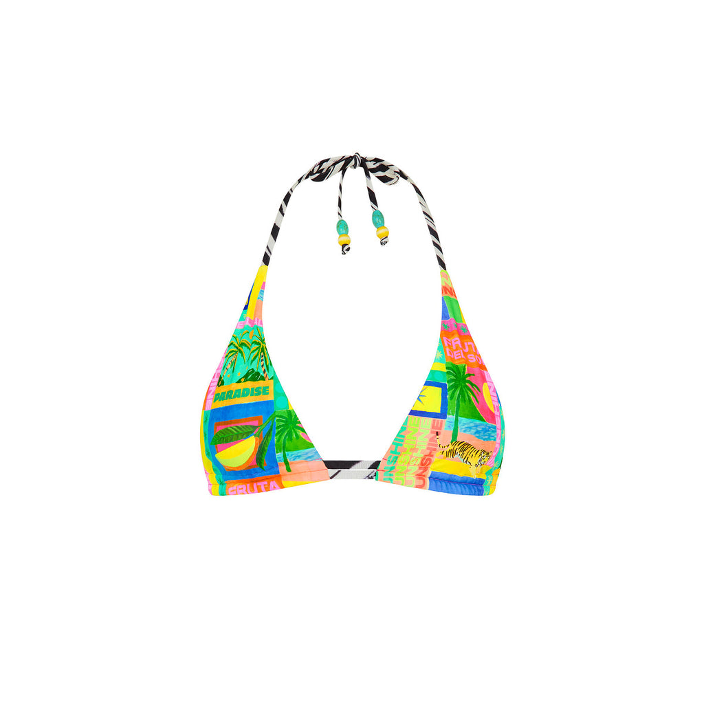 Twin Ruched Halter Bikini Top - Sun Honey